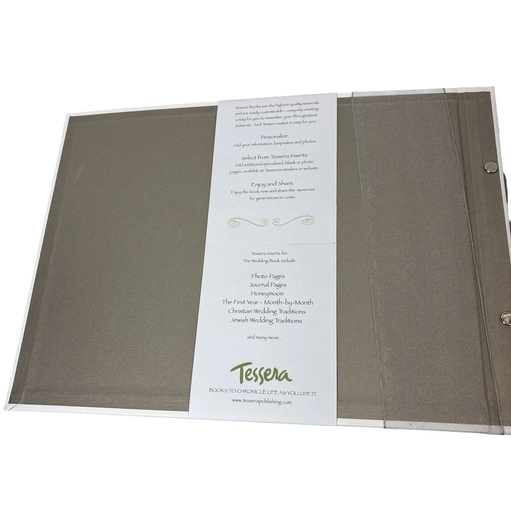 Tessera Publishing Our Wedding Memory Book White Silk Silver Bow‎ Keepsake Album